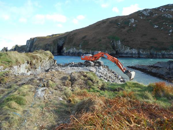 Excavator working on new slip Cape Clear